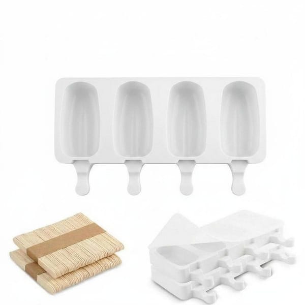 Popsicle Mold with Lids and 100 Wooden Sticks, Silicone Non-Stick Reusable Ice Pop and Cakesicle Mold 3 Set