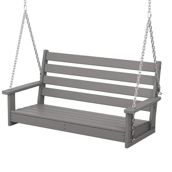 POLYWOOD Grant Park 48 in. 2-Person Slate Grey HDPE Plastic Swing