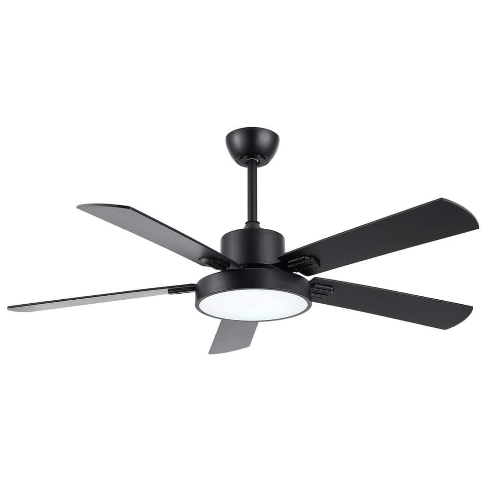 Modern Black 52-Inch LED Ceiling Fan with Remote and Light Kit