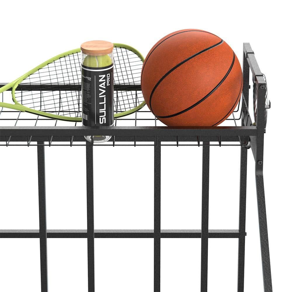 Black Metal Freestanding 3-Bike Storage Rack with Hooks