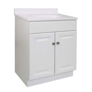 Wyndham 24 in. 2-Door Bathroom Vanity in White with Cultured Marble Solid White Top (Ready to Assemble)