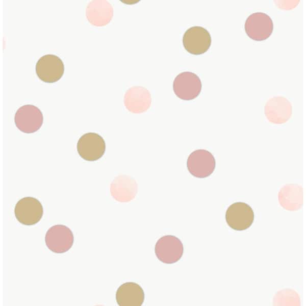Superfresco Easy Dotty Polka Pink/Gold Paper Strippable Roll (Covers 56 sq. ft.)