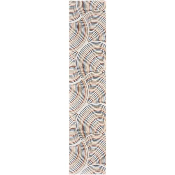 Nourison Astra Machine Washable Ivory Multicolor 2 ft. x 6 ft. All-over design Contemporary Runner Area Rug