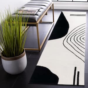 Rodeo Drive Ivory/Black 2 ft. x 6 ft. Abstract Runner Rug