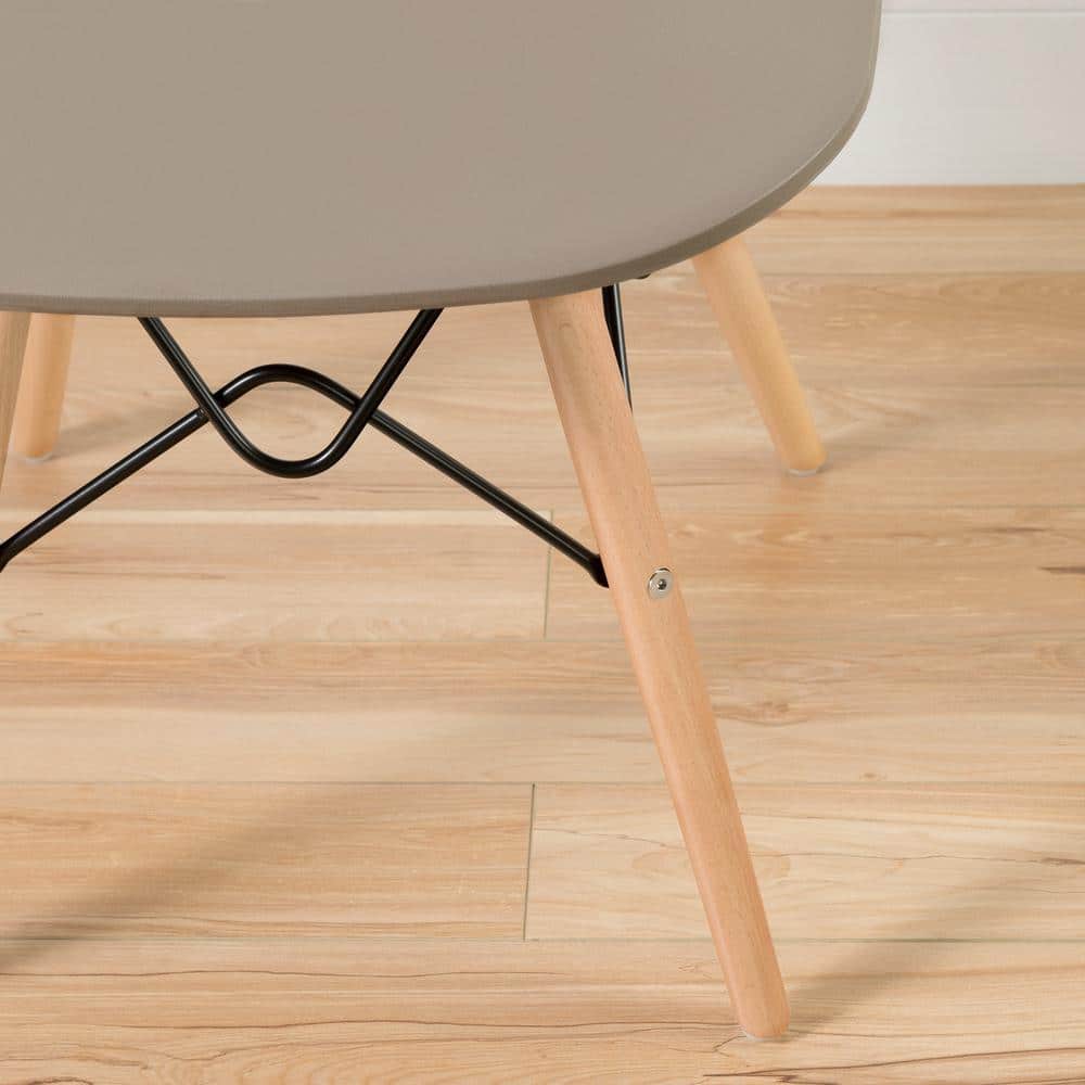 Soft Gray Clear Plastic and Wood Office Chair