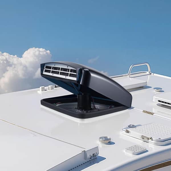 RV Vent Fan, 14 in. RV Roof Vent Fan 12V, Powerful 10-Speed Reversible Fan with Remote Control, Built-in Rain Cover