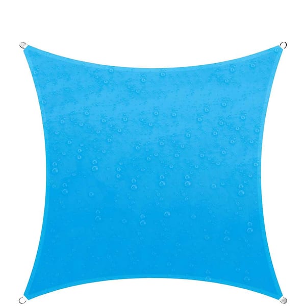 COLOURTREE 14 ft. x 14 ft. 220 GSM Waterproof Blue Square Sun Shade Sail Screen Canopy, Outdoor Patio and Pergola Cover