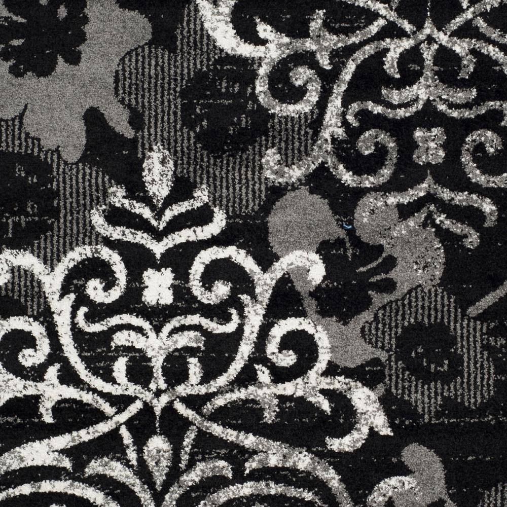 Chic Lodge Black & Silver 4' Square Synthetic Area Rug