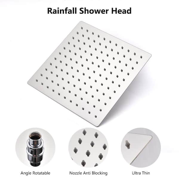 6-Spray 10 in. Wall Mount Dual Fixed and Handheld Shower Head 2.5 GPM in Chrome