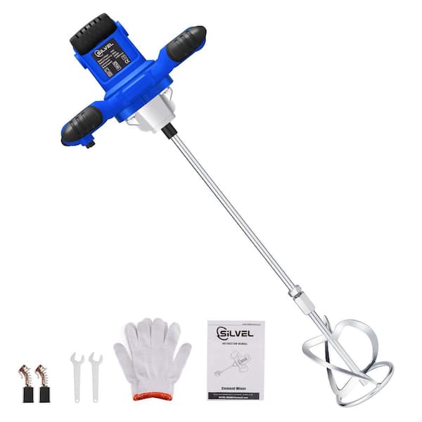 NVNOO 2300W Handheld Electric Concrete Mixer with 6 Adjustable Speed for Mixing Mud, Cement, Mortar, Paint, Fodder, Blue