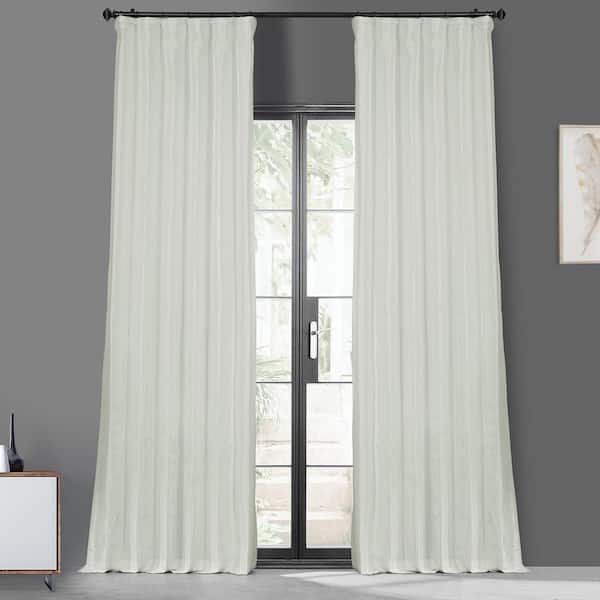 Exclusive Fabrics & Furnishings Eggshell Solid Faux Silk Blackout Curtain - 50 in. W x 120 in. L Rod Pocket and Hook Belt Single Window Panel