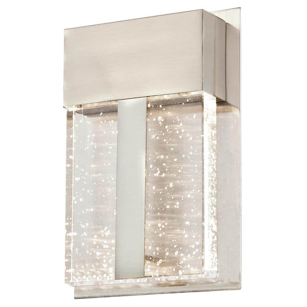 Brushed Nickel LED Outdoor Wall Fixture with Bubble Glass