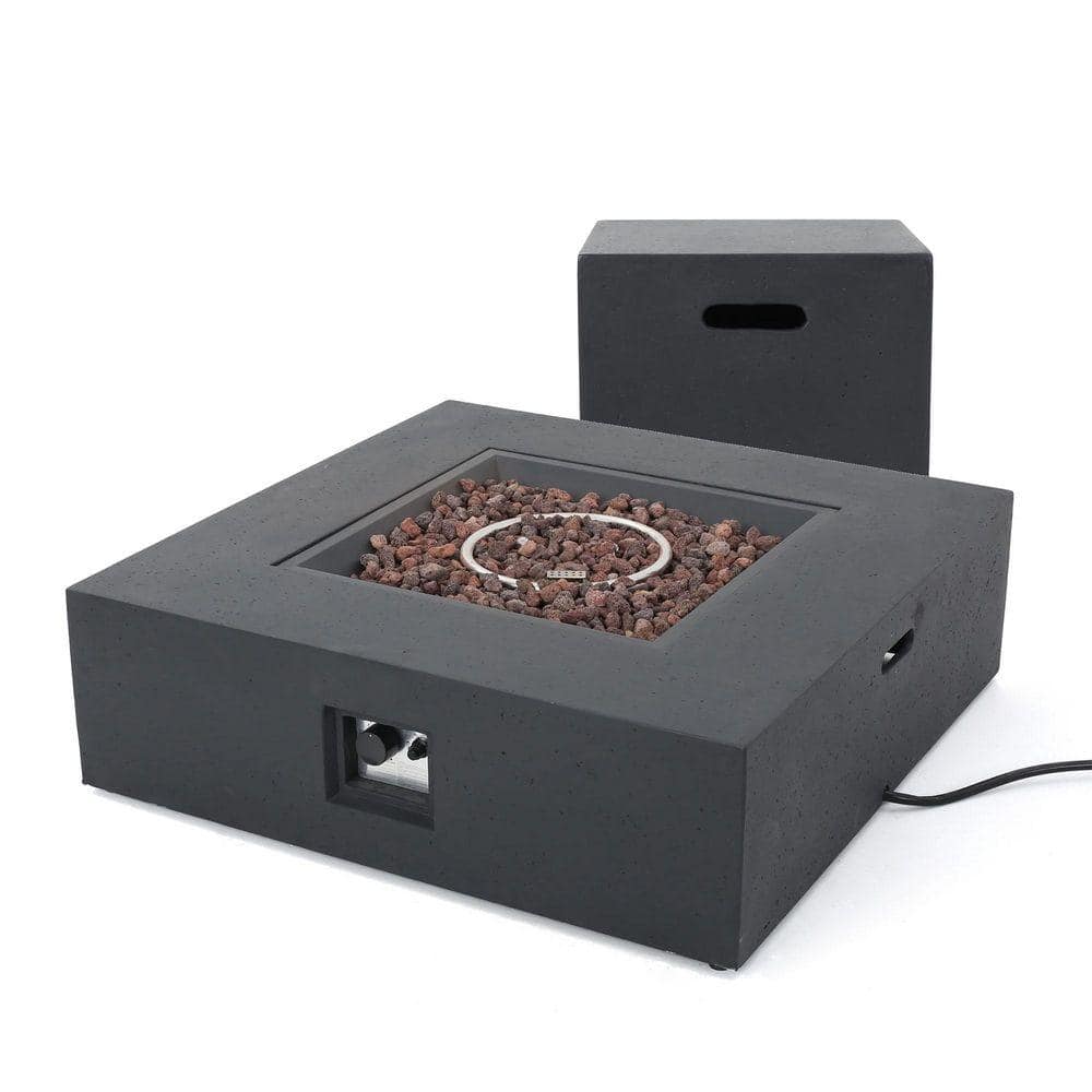 40 in. 50,000 BTU Round Concrete Propane Fire Pit in Dark Gray with Tank Holder