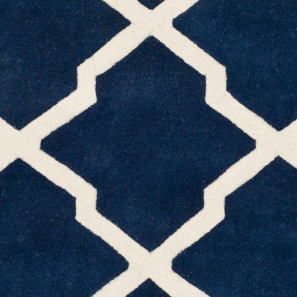 4' x 6' Safavieh Chatham Collection CHT721B Handmade Trellis Premium Wool Area Rug Ivory Blue 