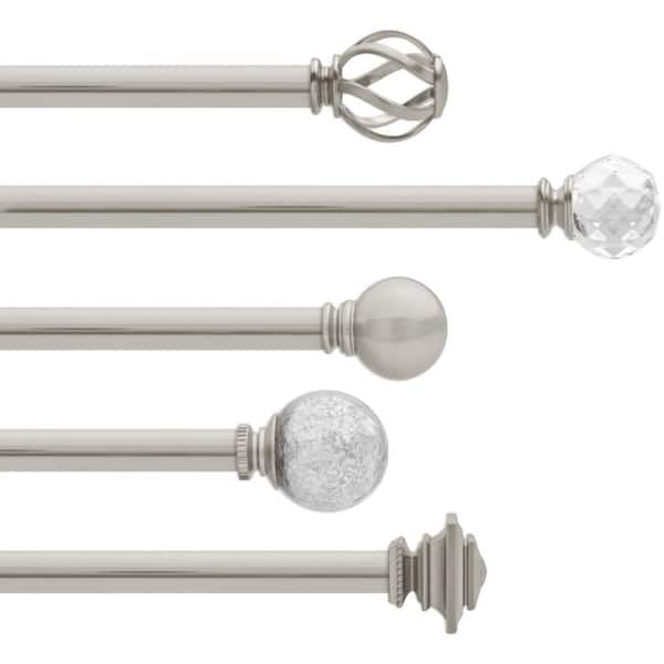 Single Curtain Rod In Brushed Nickel, Home Depot Install Curtain Rods