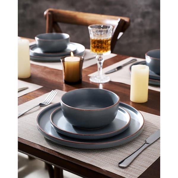 KHKFY Ceramic Stoneware Dinnerware Set for 6, 18-Piece Mercury