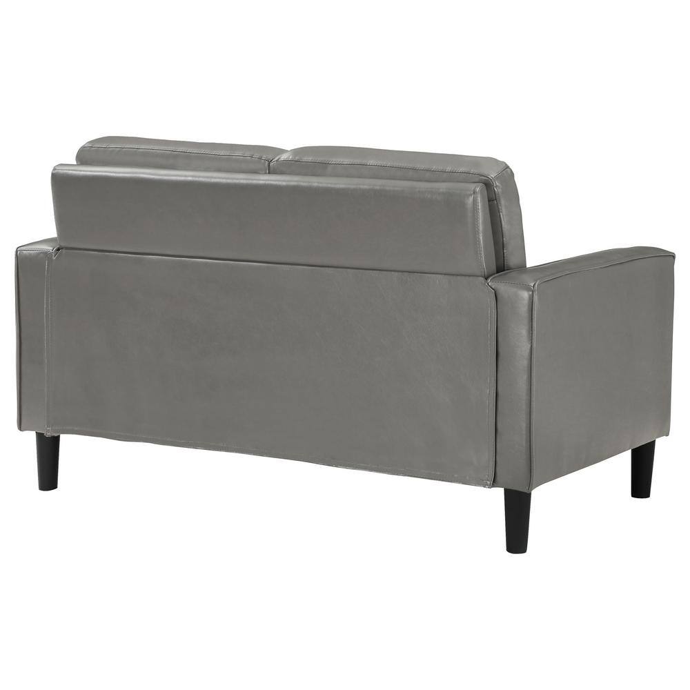Ruth Dark Gray Faux Leather Track Arm Loveseat