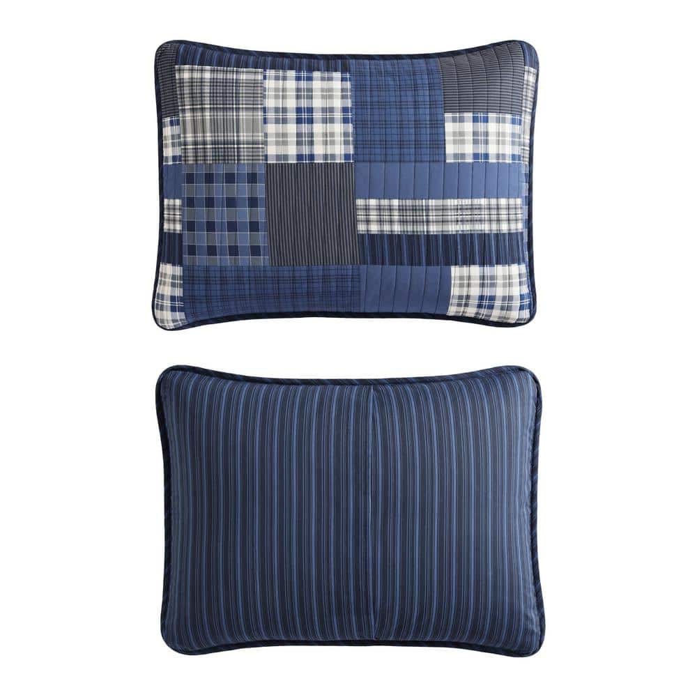 Eastmont Twin Blue Cotton Reversible Quilt Set