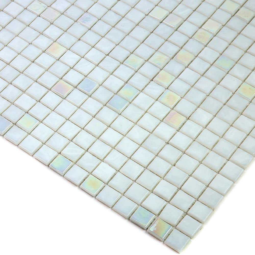 Pearl White Glossy Glass Mosaic Tile for Walls and Floors