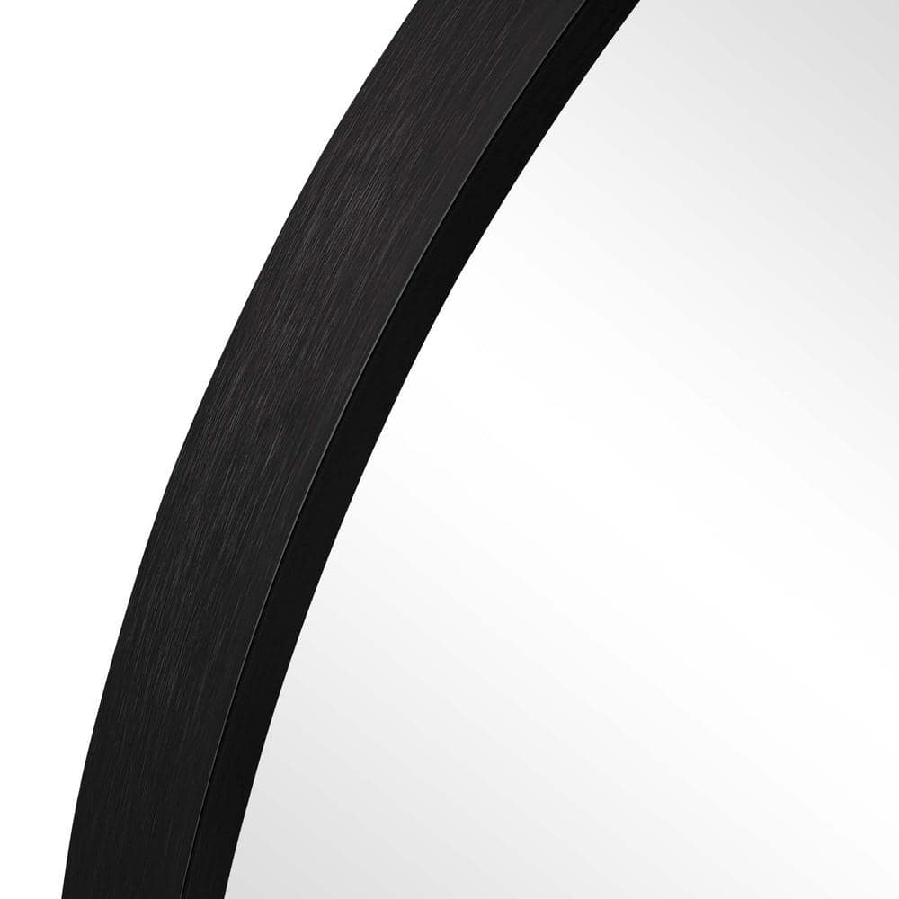 Black Metal Arched Wall Mirror with Sleek Frame