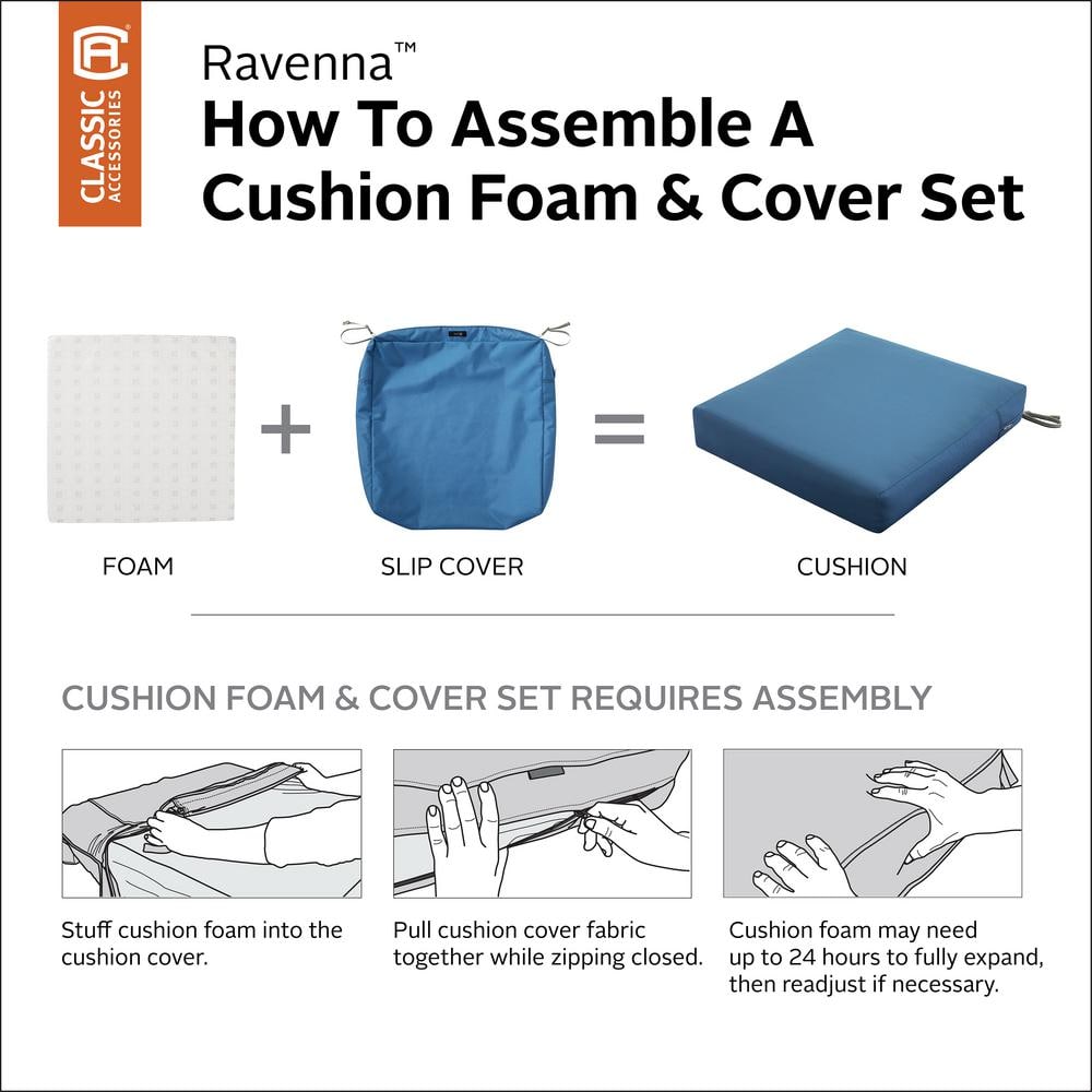 Empire Blue Square Outdoor Patio Seat Cushion in Solution-Dyed Polyester