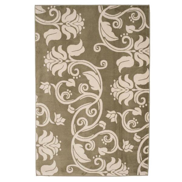 Lavish Home Floral Scroll Green 5 ft. x 8 ft. Area Rug