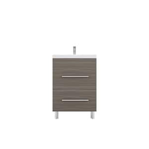 Ripley 24 in. W x 19 in. D x 36 in. H Vanity in Gray with Acrylic Vanity Top in White with White Basin