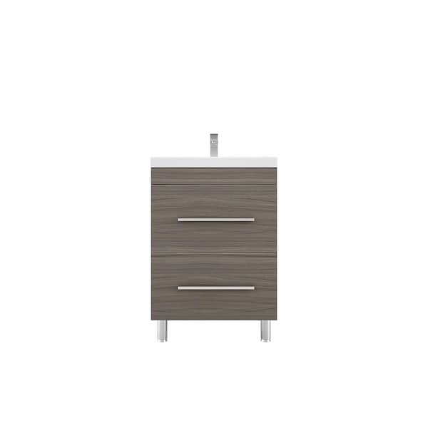 null Ripley 24 in. W x 19 in. D x 36 in. H Vanity in Gray with Acrylic Vanity Top in White with White Basin