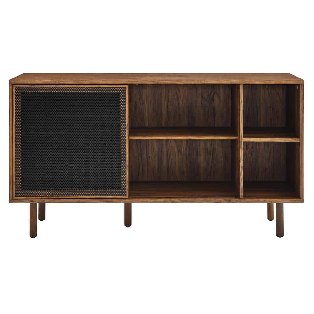 Urban Flair 59" Walnut Sideboard with Sliding Metal Mesh Doors