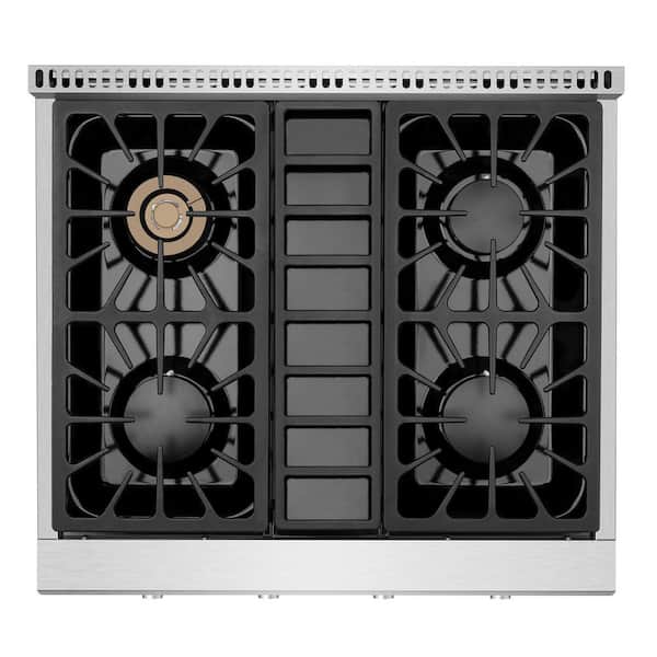 30 in. Pro-Style Slide-in Natural Gas Range Top Cooktop with 4 Deep Recessed Ultra High-Low Burners in Stainless Steel