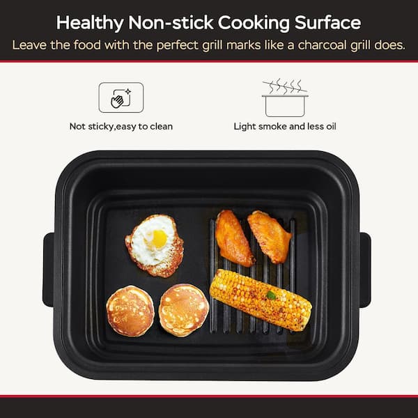 1300W Electric Indoor Searing Grill Bbq Grill Removable Grill Griddle  Plates Smokeless Easy-to-Clean Nonstick Cooking Barbecue