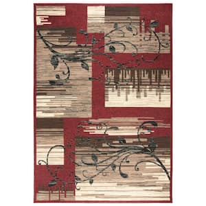 Xcite Red/Brown 5 ft. 2 in. x 7 ft. 3in. Rectangle Area Rug