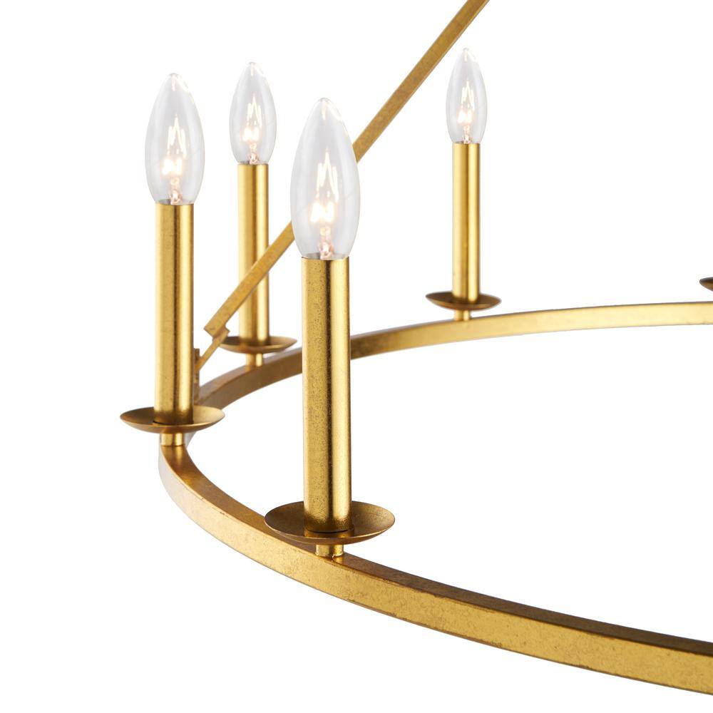 Gold 12-Light Wagon Wheel Candle Chandelier