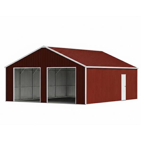 Tavish Outdoor 23 ft. W x 22 ft. D Reddish Brown Metal Garage Storage Shed with Dual Frame Doors (506 sq. ft.)