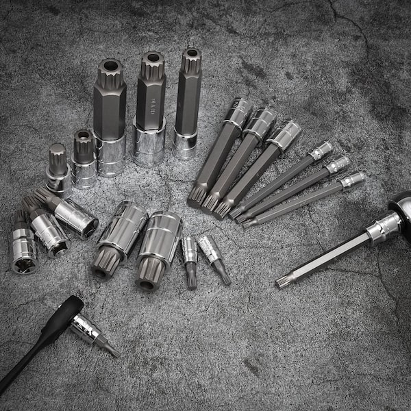 NEIKO XZN Triple Spline Square Bit Set, Extra Long 4 in. 4 mm to