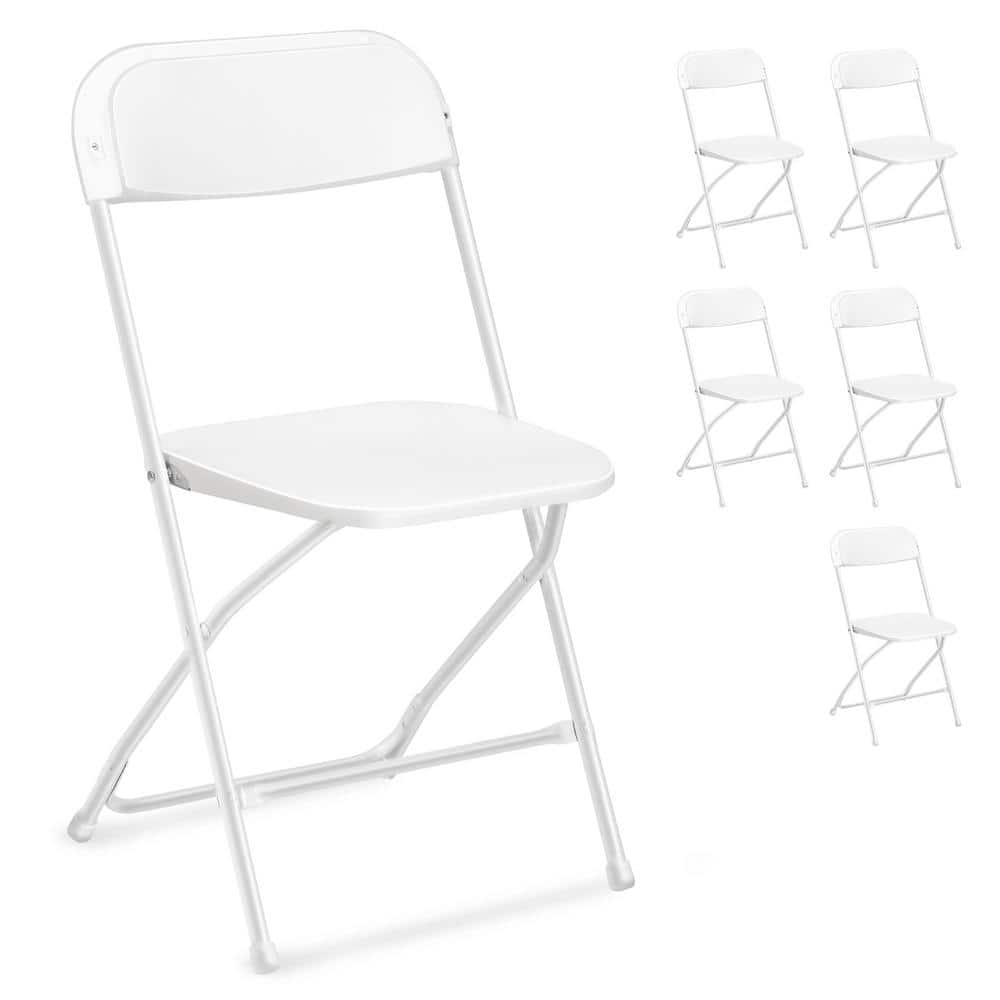 White Steel Frame Folding Chairs Set of 6 - rated 4.2333 stars from 30 reviews