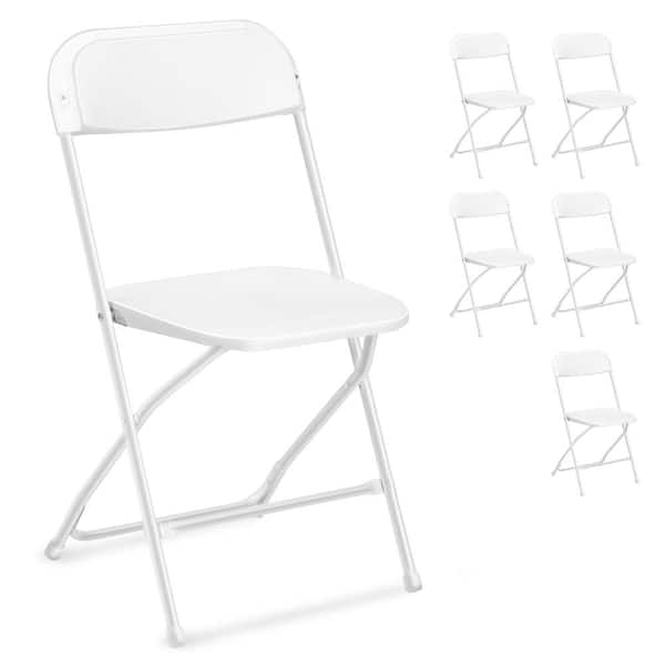 Winado White Steel Frame Plastic Seat Folding Chairs (Set of 6)