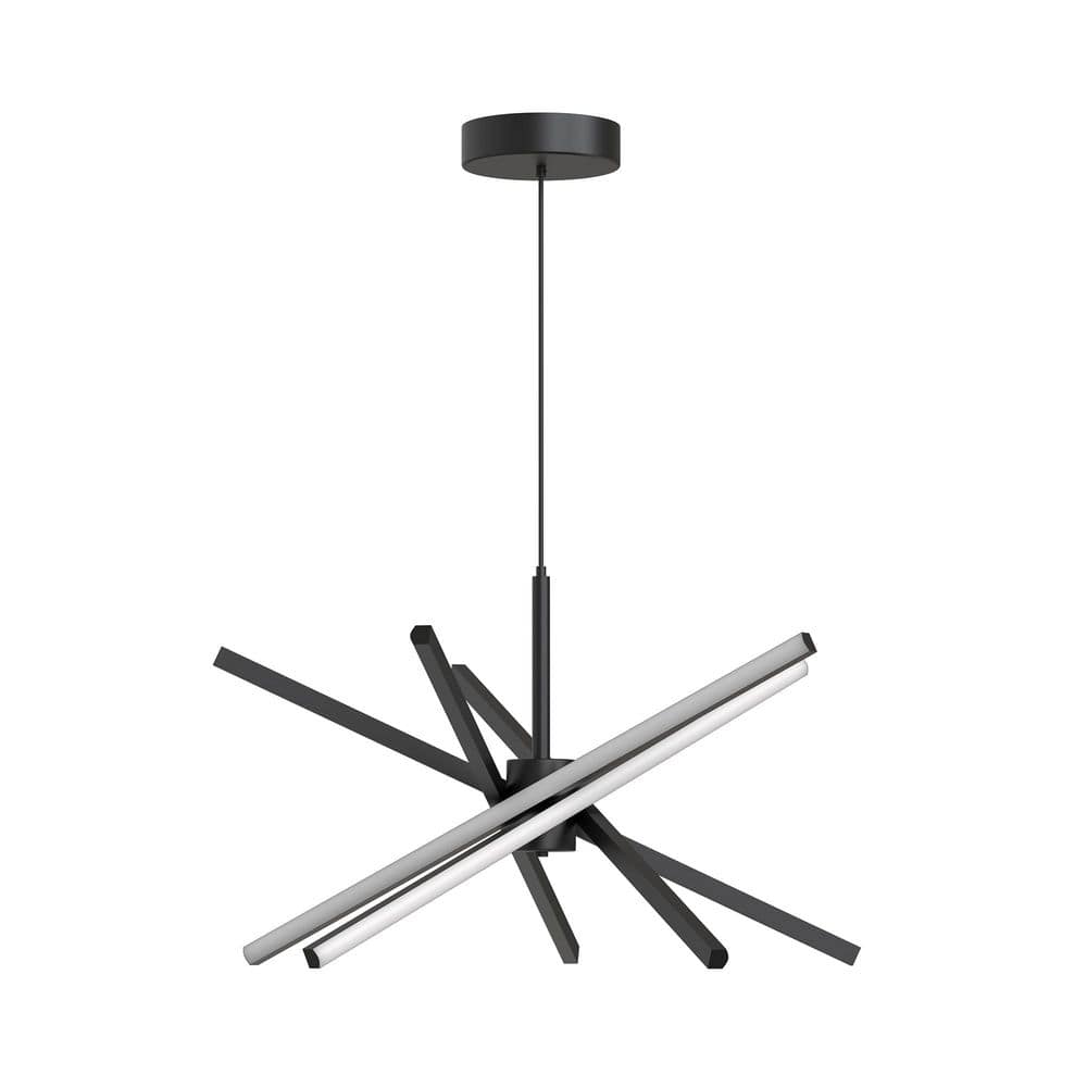 Modern 5-Light Black Dimmable Integrated LED Linear Chandelier with Frosted PC Frame and Remote Control 3CCT price history on PriceWatchPro