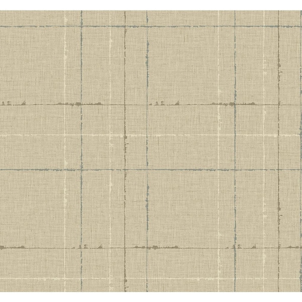 Seabrook Designs 60.75 sq. ft. Sand Gorton Plaid Embossed Vinyl Unpasted Wallpaper Roll