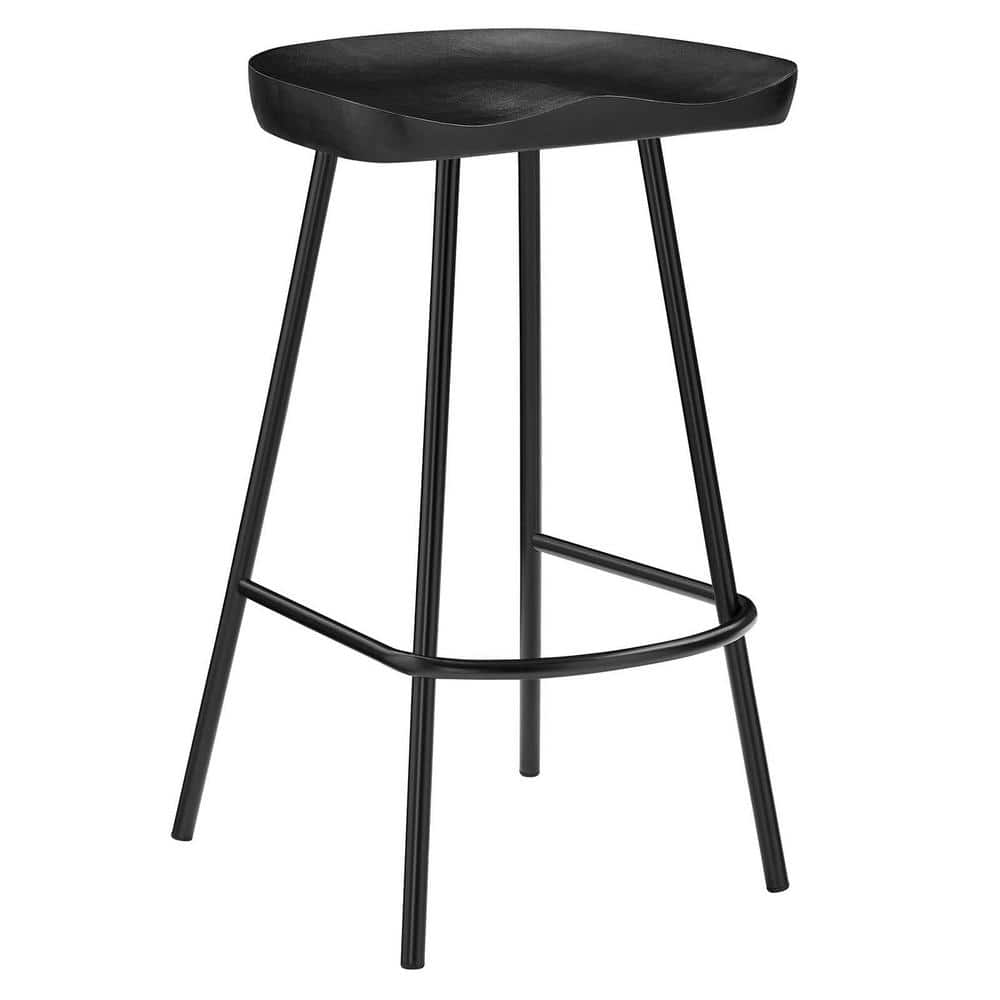 Black Adjustable Saddle Style Wood and Metal Counter Stools