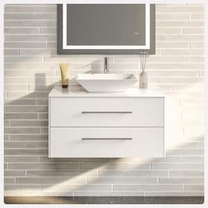 Totti Wave 30 in. W x 21 in. D x 22 in. H Bathroom Vanity in White with White Glassos Top with White Sink
