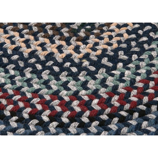 Boston Common Winter Blues 10 ft. x 13 ft. Wool Blend Oval Braided Area Rug