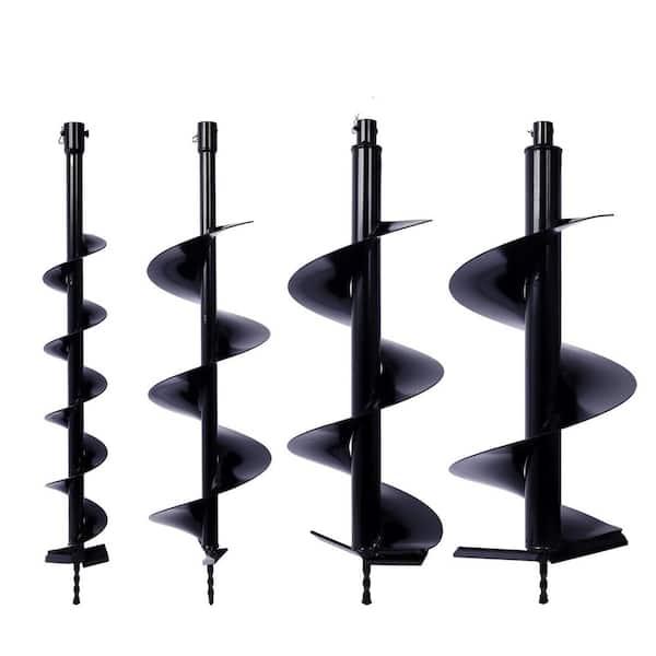 Cesicia Auger Drill Bits for Planting Set of 4-Garden Auger Drill Bit Spiral Drill Bit for 3/4 in. Shaft Post Hole Digger Bulbs