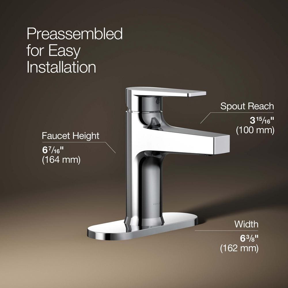 Polished Chrome Single-Handle Bathroom Faucet with Escutcheon