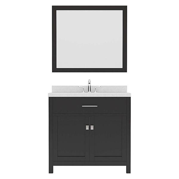 Virtu USA Caroline 36 in. W x 22 in. D x 35 in. H Single Sink Bath Vanity in Espresso with Quartz Top and Mirror