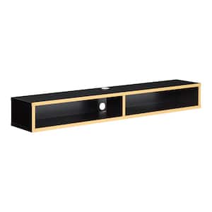 Evaine 60 in. Black and Gold Floating TV Stand Fits TV's up to 66 in. with Wall Mount Feature