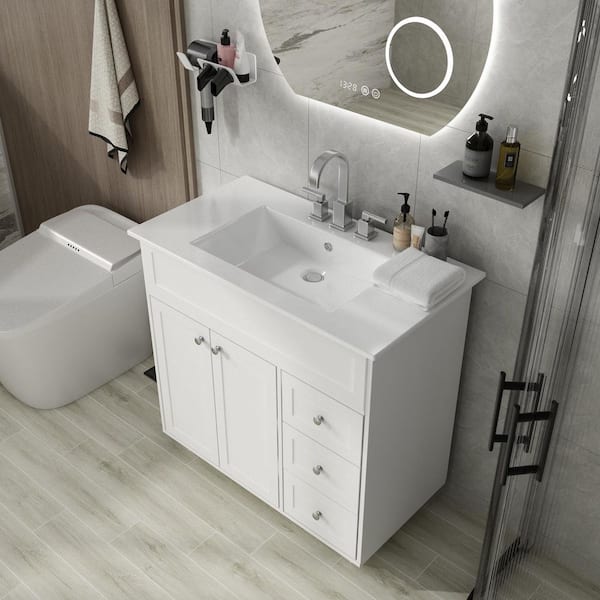 NYSJÖN / BJÖRKÅN Bathroom furniture, set of 5, white/Saljen faucet,  211/4x153/4x385/8 - IKEA