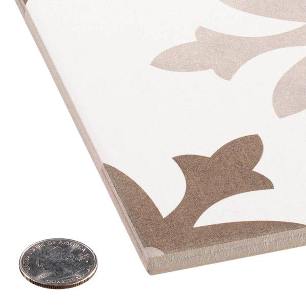 Istanelle Haj Grey 8 in. Encaustic Patterned Matte Porcelain Wall and Floor Tile (8.17 sq. ft./Case)