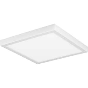Everlume Collection 11 in. White Integrated LED Edgelit Square Semi-Flush Mount