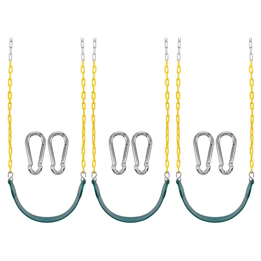 Swing Seat, 68inch Adjustable Chain, Support 220lb for Kids Outdoor Play (3 Pack), Green Belt Swing with Chain price history on PriceWatchPro